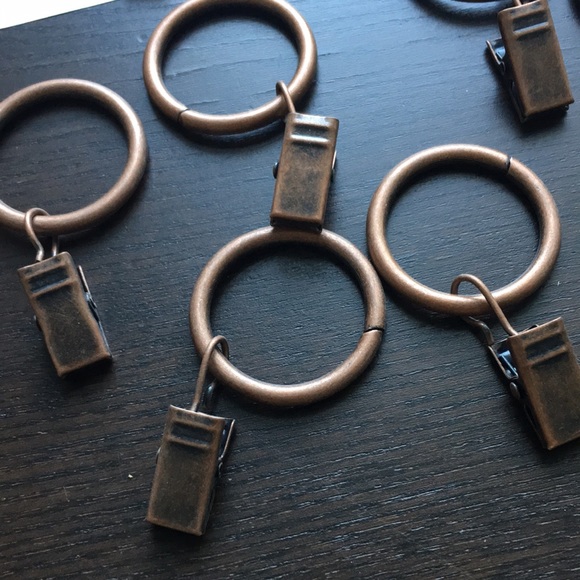 (12) set bronze browny metal matted 1” ring curtain rings with clips dra… - Picture 3 of 12